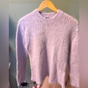 Free People lavender knit sweater, typically made from an alpaca or wool blend